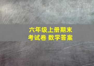 六年级上册期末考试卷 数学答案